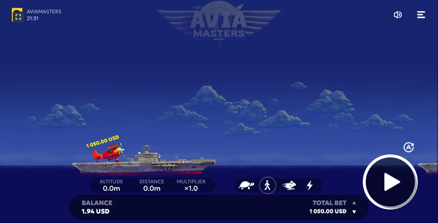 Aviamasters, początek gry z samolotem i mnożnikiem x1