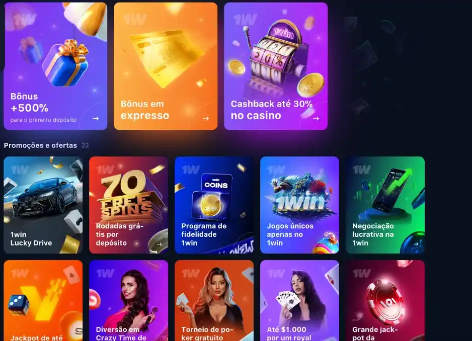 Cartazes de campanha coloridos com diferentes promoções e ofertas de bônus