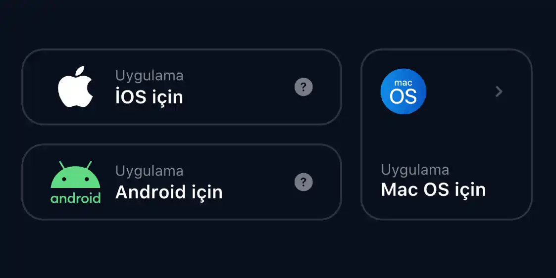 iOS, Android ve Mac OS için indirilebilir uygulama seçenekleri