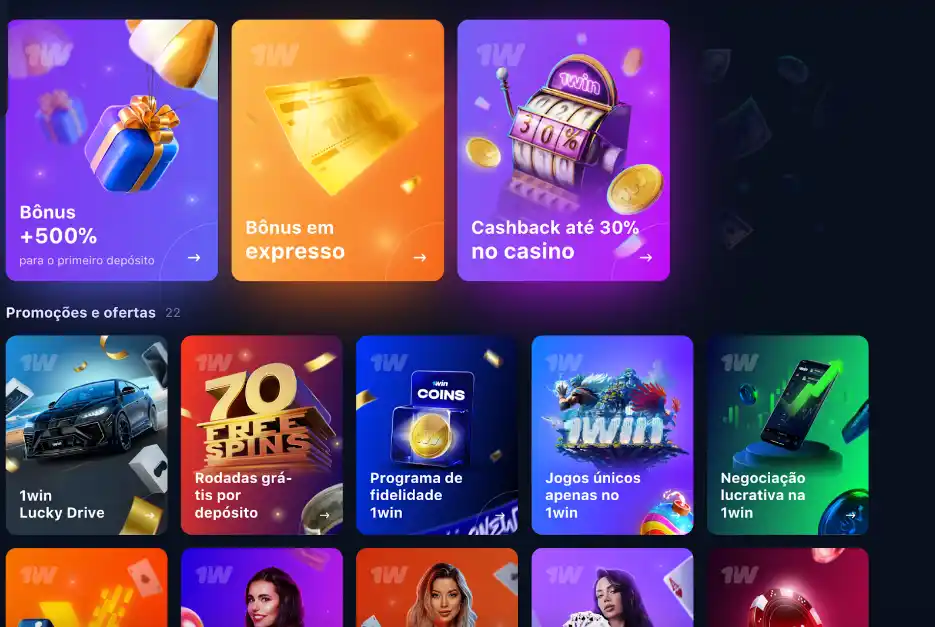 Farklı promosyonların ve bonus tekliflerinin yer aldığı renkli kampanya afişleri
